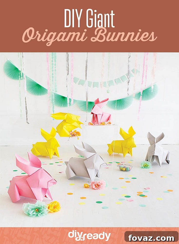 Create stunning, life-sized DIY Giant Origami Bunnies for Easter and spring decor. A fun and impressive paper craft project for your home.