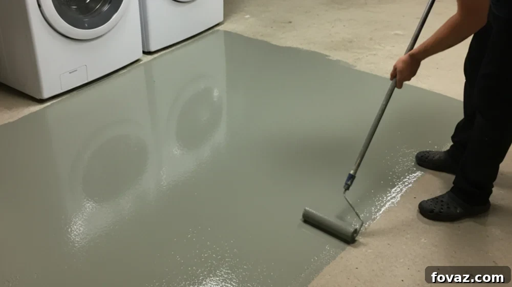 Painted geometric concrete floor