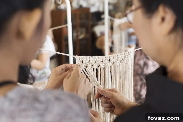 Half-Hitch Knot in Macrame
