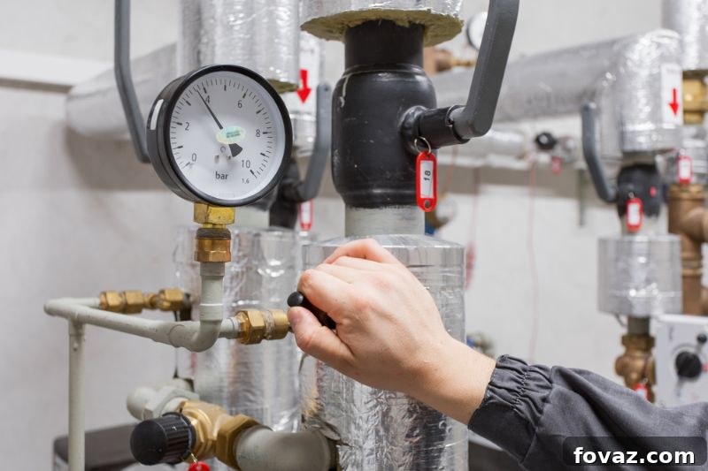 18 Water Heater Tune-Up Hacks for Winter Savings 2 technician-checking-water-pressure | furnace maintenance schedule