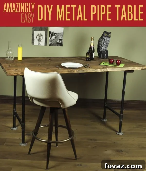 DIY Pipe Leg Table | Workbench Plans And Rustic Furniture Tutorial | https://diyprojects.com/diy-pipe-leg-table/