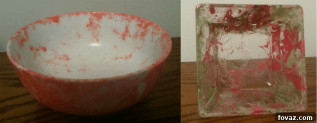 Finished DIY Marbleized Ceramic Bowl with beautiful patterns