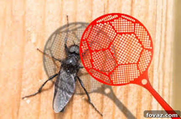 Kitchen Hacks for Natural Fruit Fly Removal 2 Person swatting a fly with a homemade sticky swatter