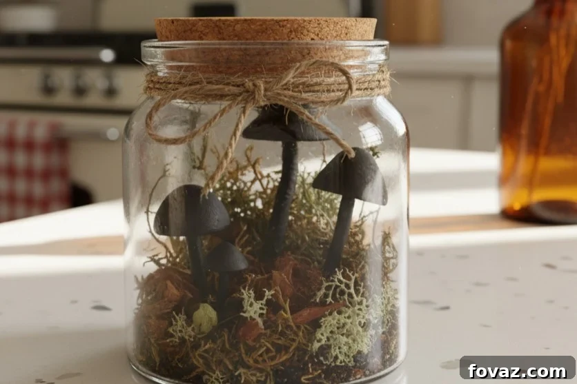 DIY Gothic Mushroom Terrarium Halloween Centerpiece