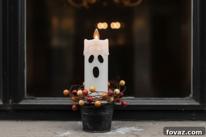 DIY Ghost Face Taper Candles Halloween Decor