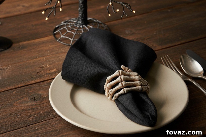 DIY Skeleton Hand Napkin Rings Halloween Decor