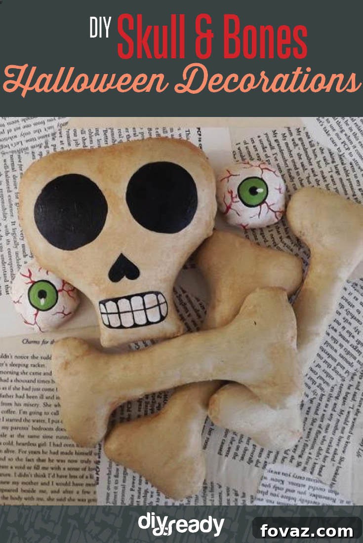 Learn how to make amazing DIY Halloween Skull And Bones for your spooky decorations! Find the full tutorial and more Halloween crafts at DIYProjects.com.