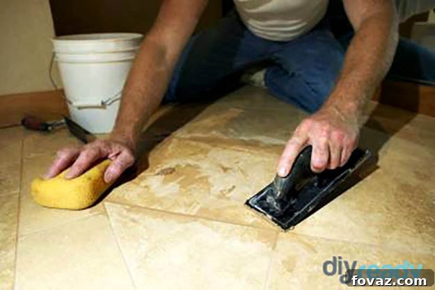 Grouting a bathroom tile floor for a professional finish