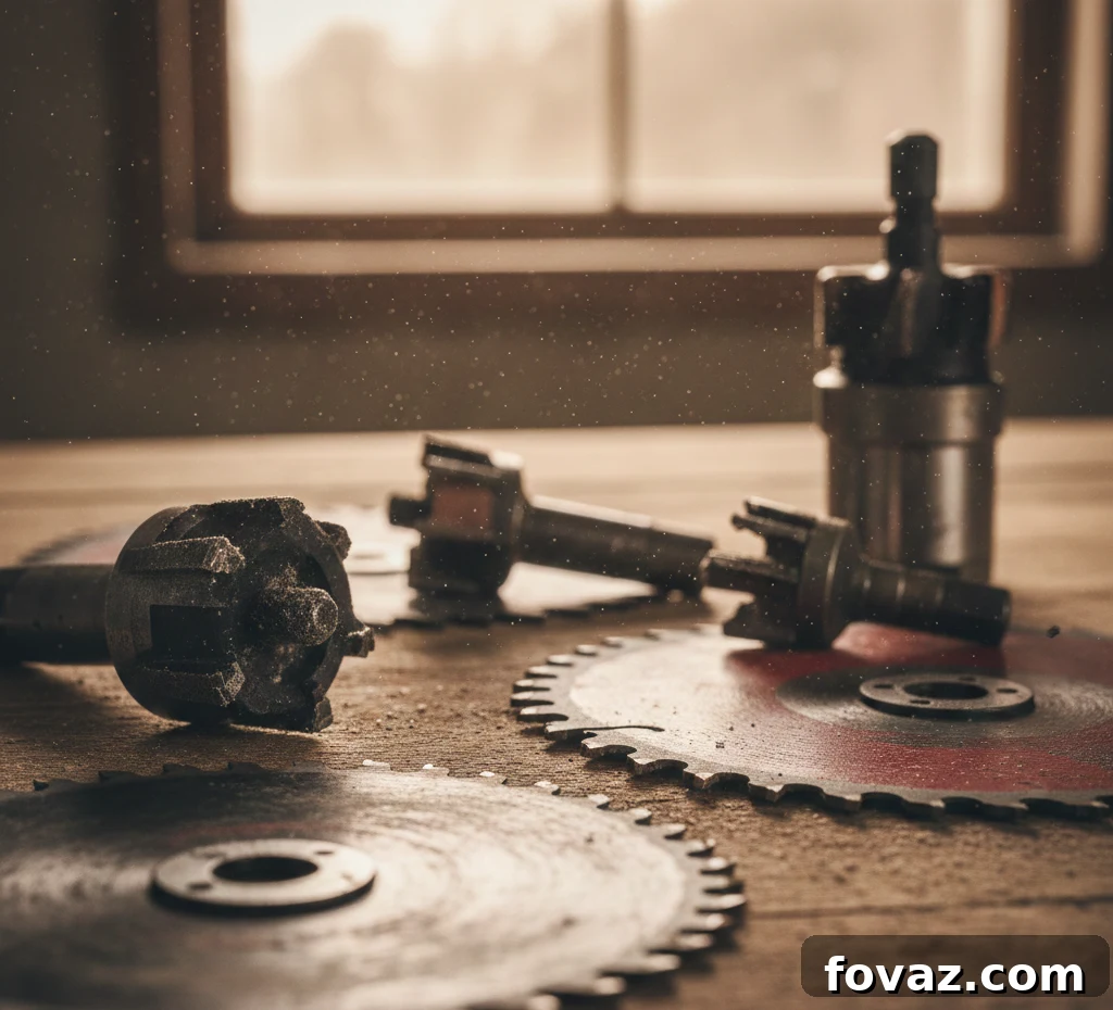 Detailed shot of a monthly tool maintenance checklist, showing sections for blades, batteries, dust, lubrication, and safety, with clear bullet points for each task. The image emphasizes an organized and systematic approach to tool care, making it easy for DIYers to follow.