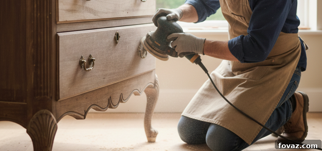 Palm Sander used for detailed sanding in tight corners on furniture