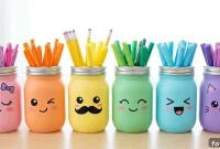 DIY Painted Mason Jar Pencil Holder for Kids’ Desks