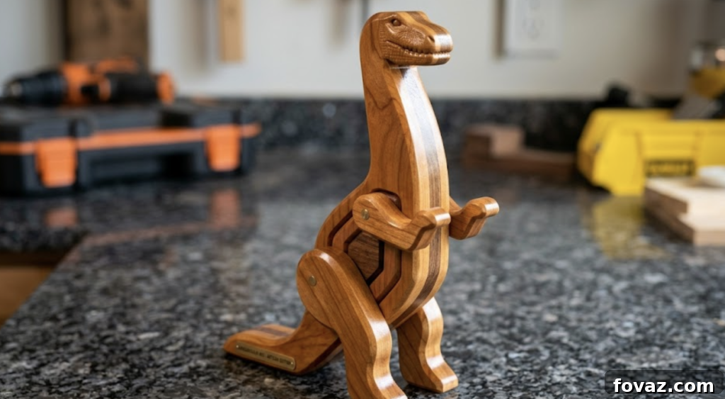 Interlocking wooden dino toy