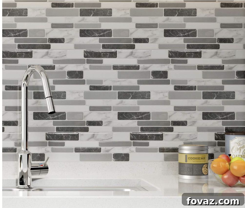 Top Peel-and-Stick Backsplash Tiles for Kitchen Remodeling 6 large grey marble peel and stick panels