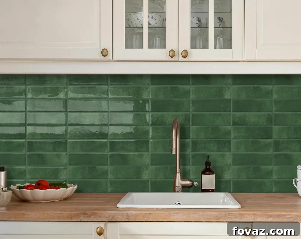 Top Peel-and-Stick Backsplash Tiles for Kitchen Remodeling 9 forest green subway peel and stick